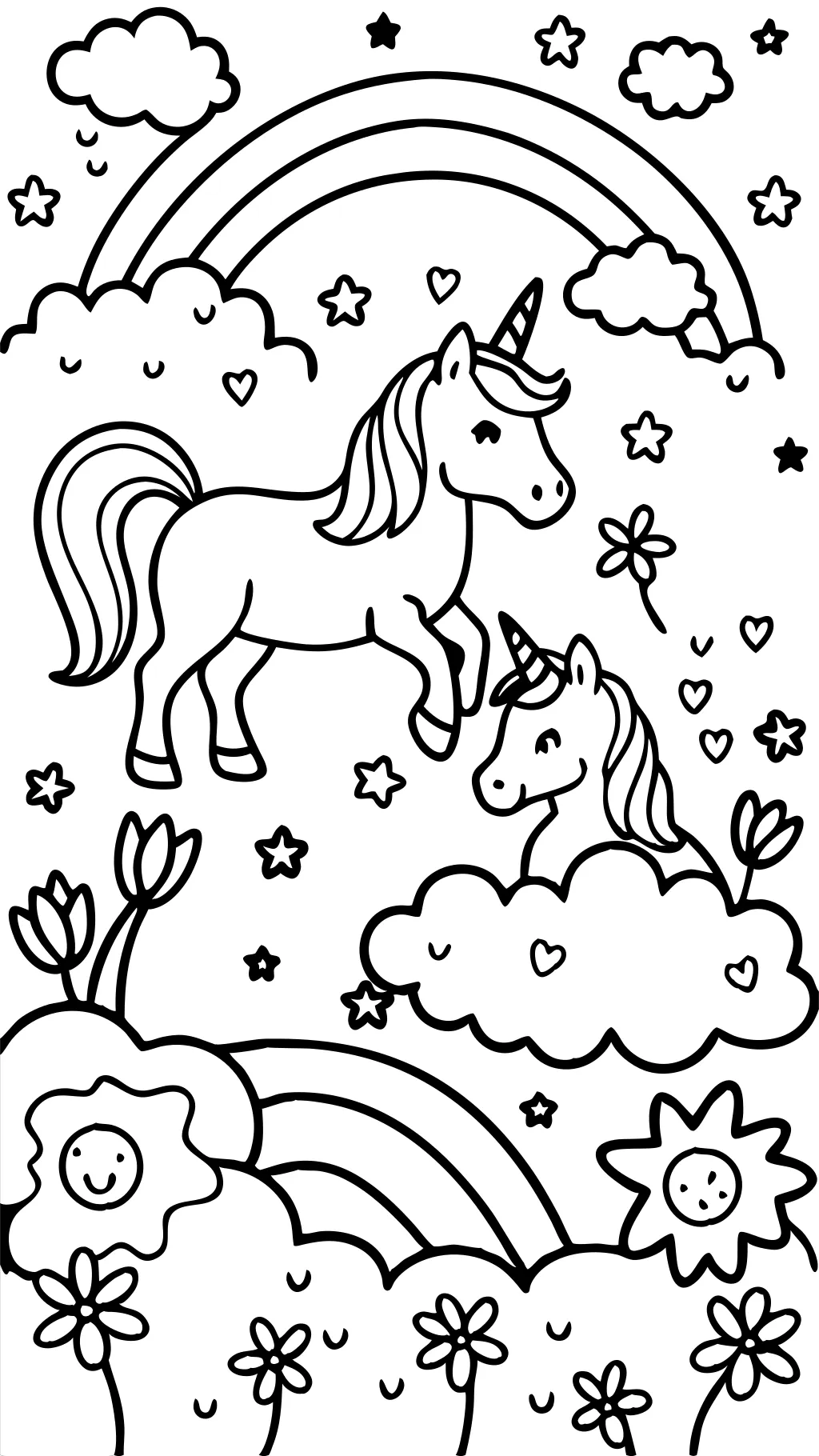 unicorns and rainbows coloring pages